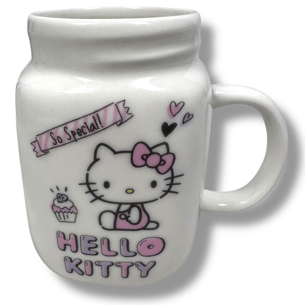Sanrio Hello Kitty So Special Coffee Tea Mug White Ceramic Jar Shape 2016‎ Rare